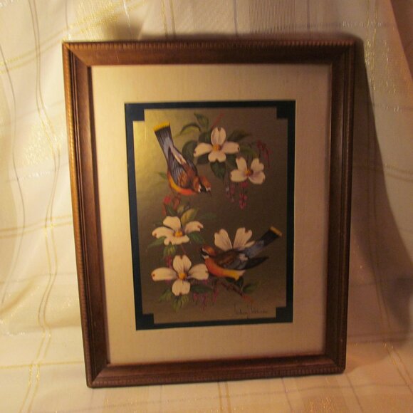 FOIL BIRD PICTURE VINTAGE  PICTURE BY WILLIAM J. WHITESIDE.- BEAUTIFUL.  GREAT! - Picture 10 of 16